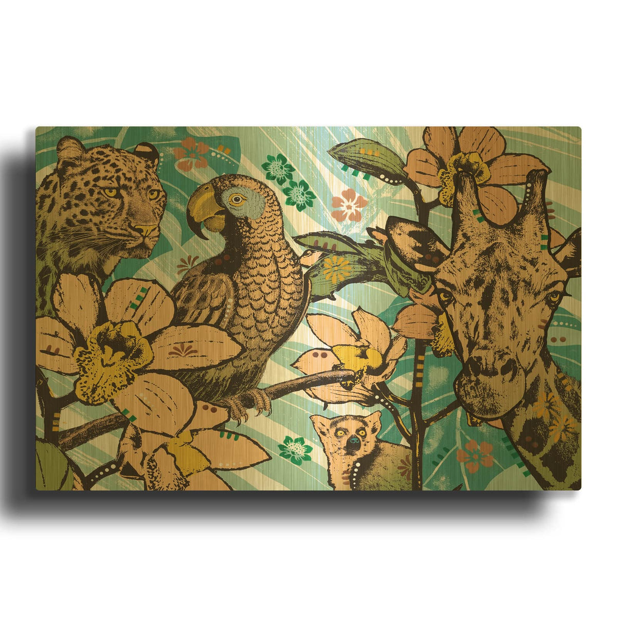 'Tropic Friends 5' By Dean Russo Gold Metal Wall Art