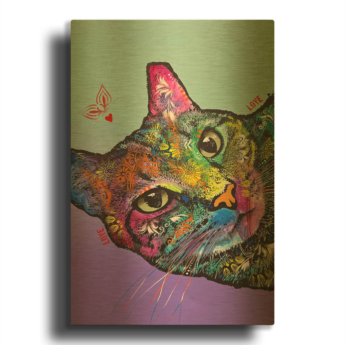 'Cute Cat' By Dean Russo Gold Metal Wall Art
