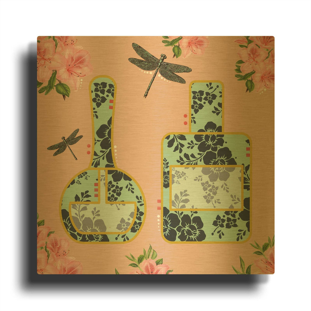 'Floral Cosmetics I' By Dean Russo Gold Metal Wall Art