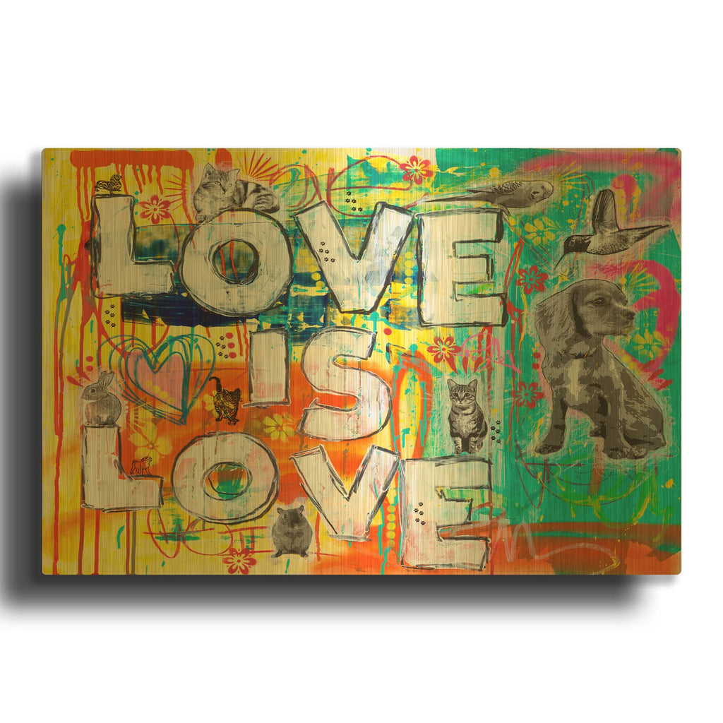 'Love Is Love' By Dean Russo Gold Metal Wall Art