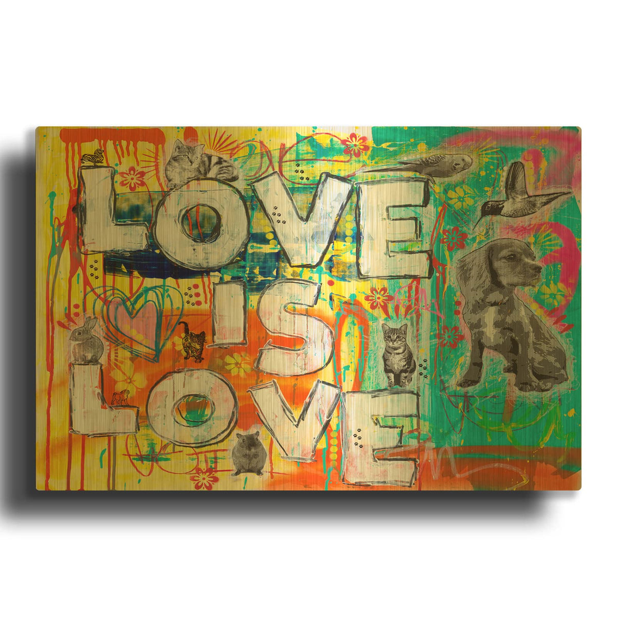 'Love Is Love' By Dean Russo Gold Metal Wall Art
