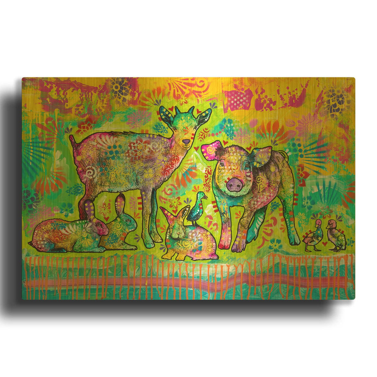 'Farmyard Friends' By Dean Russo Gold Metal Wall Art