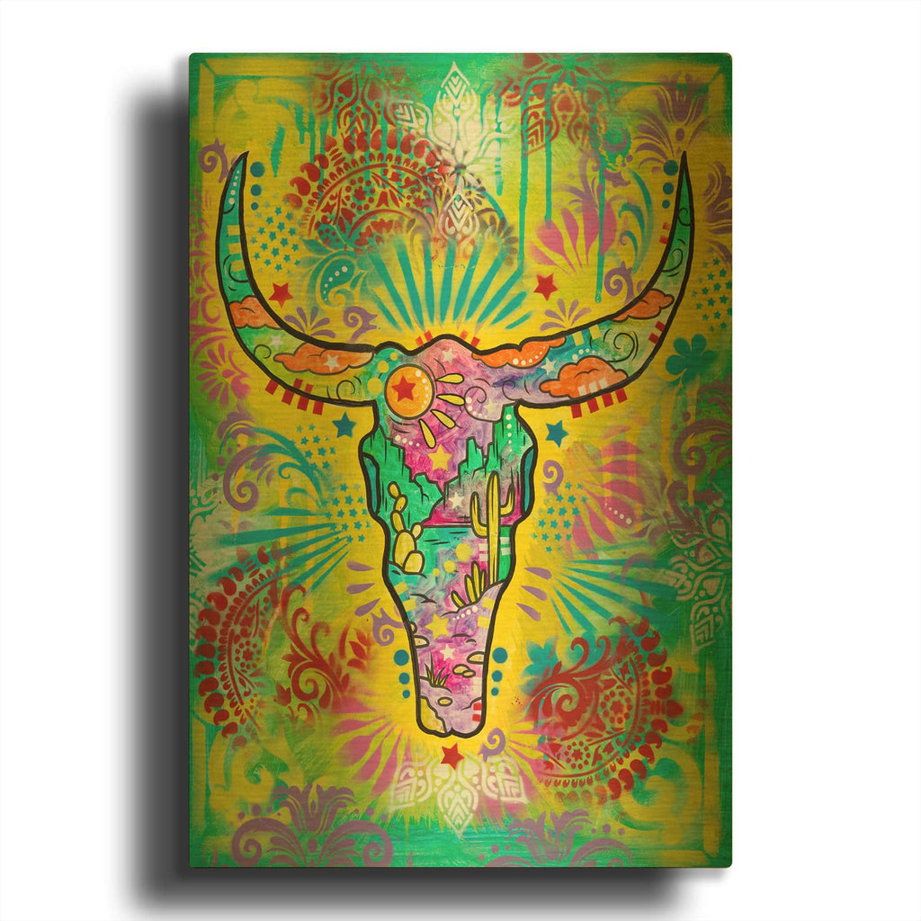 'Longhorn Skull' By Dean Russo Gold Metal Wall Art
