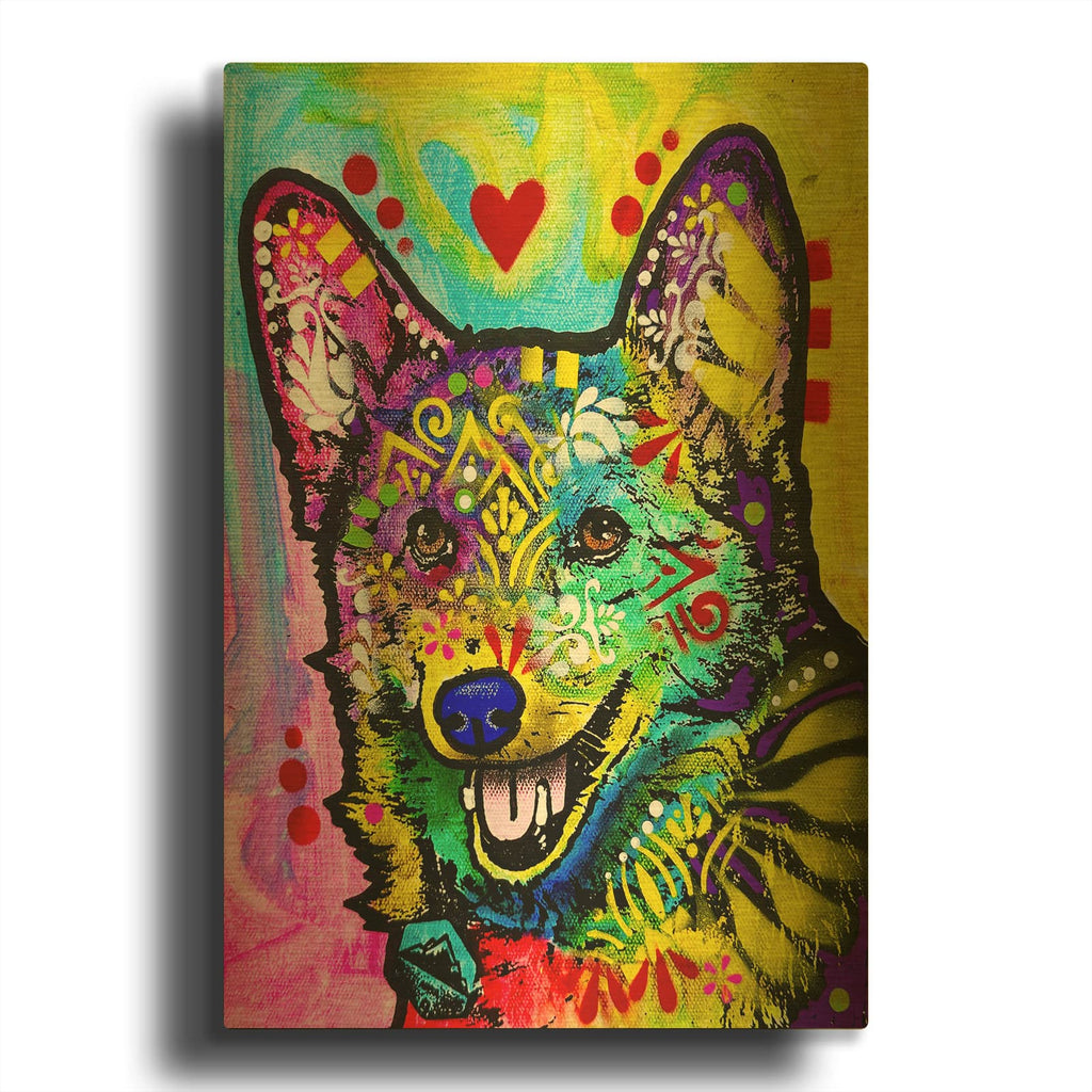 'Happy Corg' By Dean Russo Gold Metal Wall Art