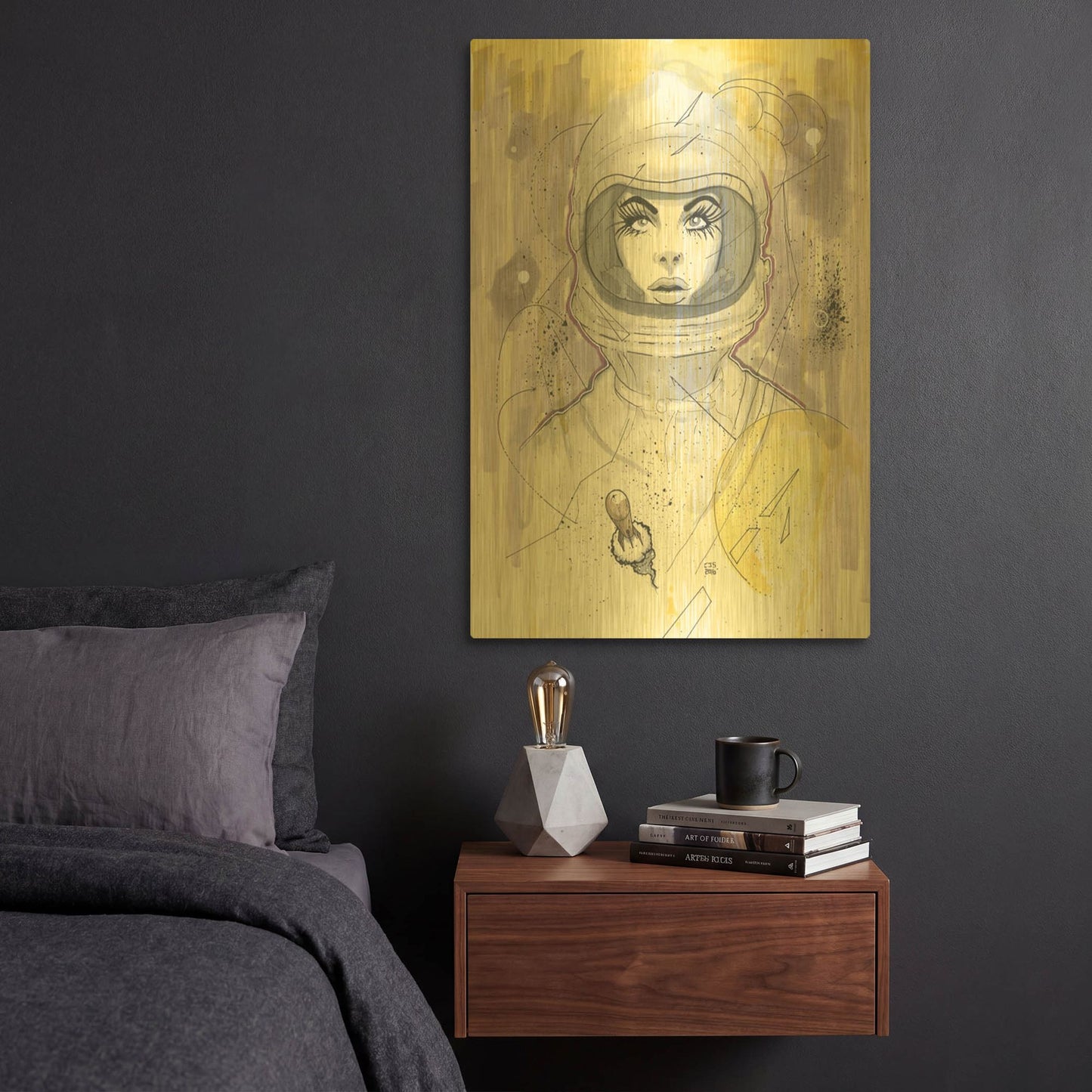 'Space Queen Gold' By Craig Snodgrass Gold Metal Wall Art