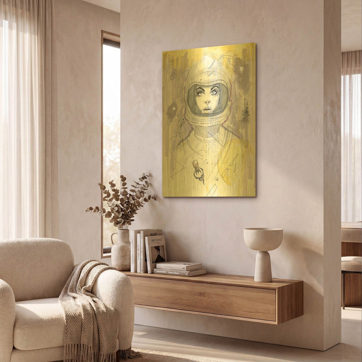 'Space Queen Gold' By Craig Snodgrass Gold Metal Wall Art