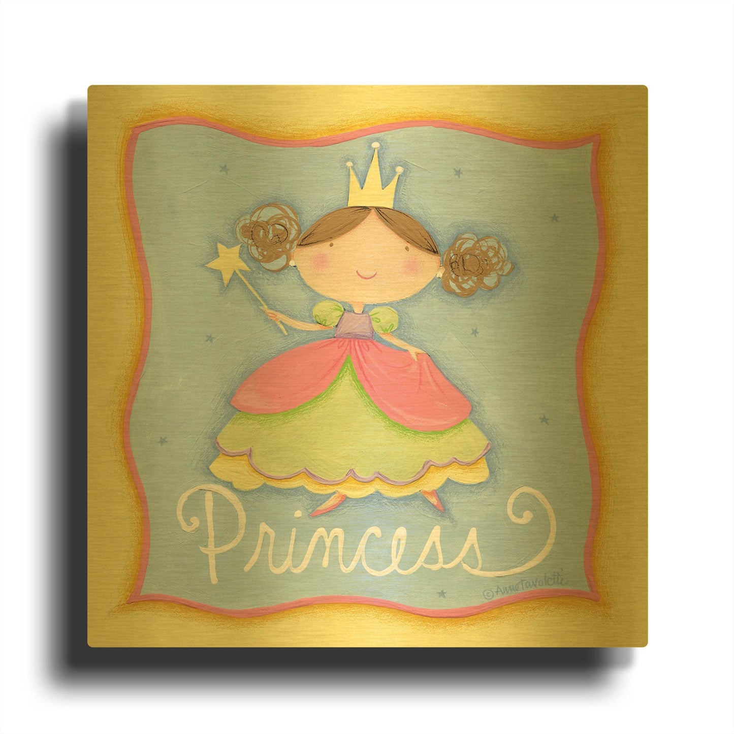 'Princess' By Anne Tavoletti Gold Metal Wall Art