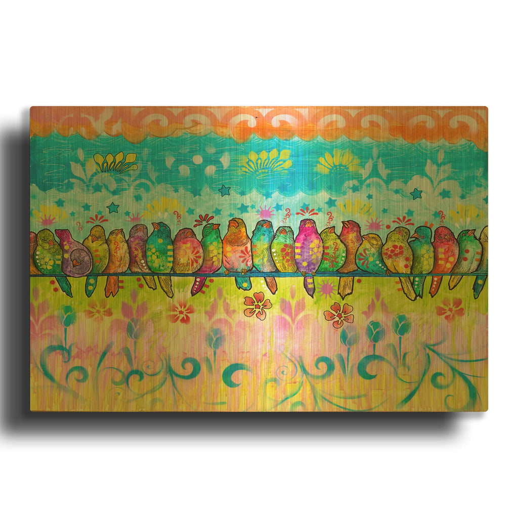 'Birds On A Line' By Dean Russo Gold Metal Wall Art