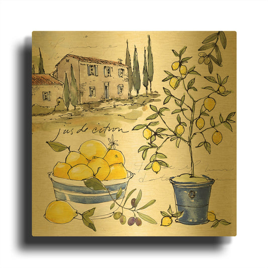'Citron III' By Anne Tavoletti Gold Metal Wall Art