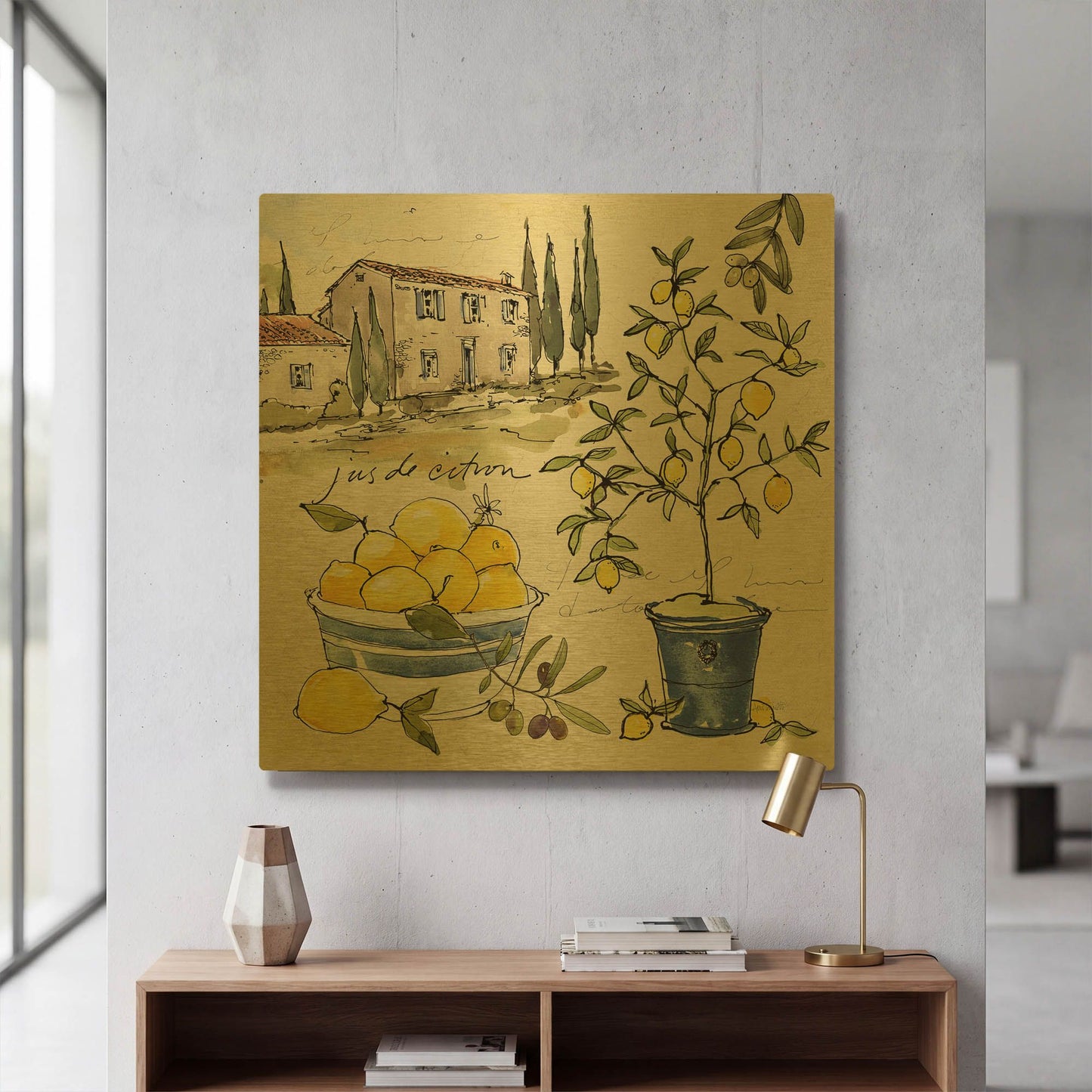 'Citron III' By Anne Tavoletti Gold Metal Wall Art
