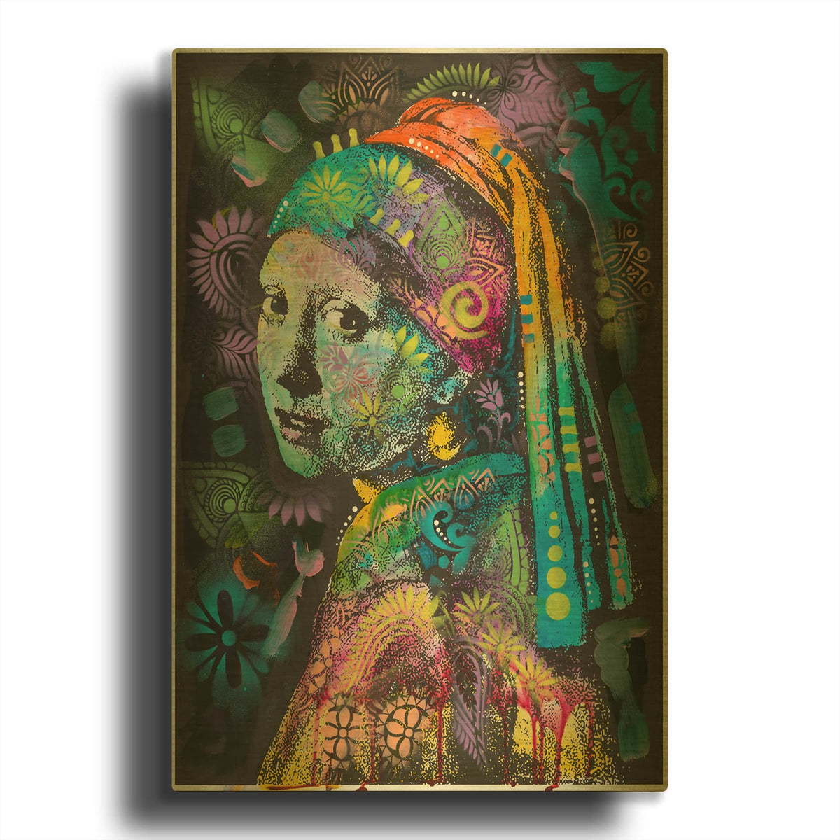 'Girl With The Pearl Earring' By Dean Russo Gold Metal Wall Art