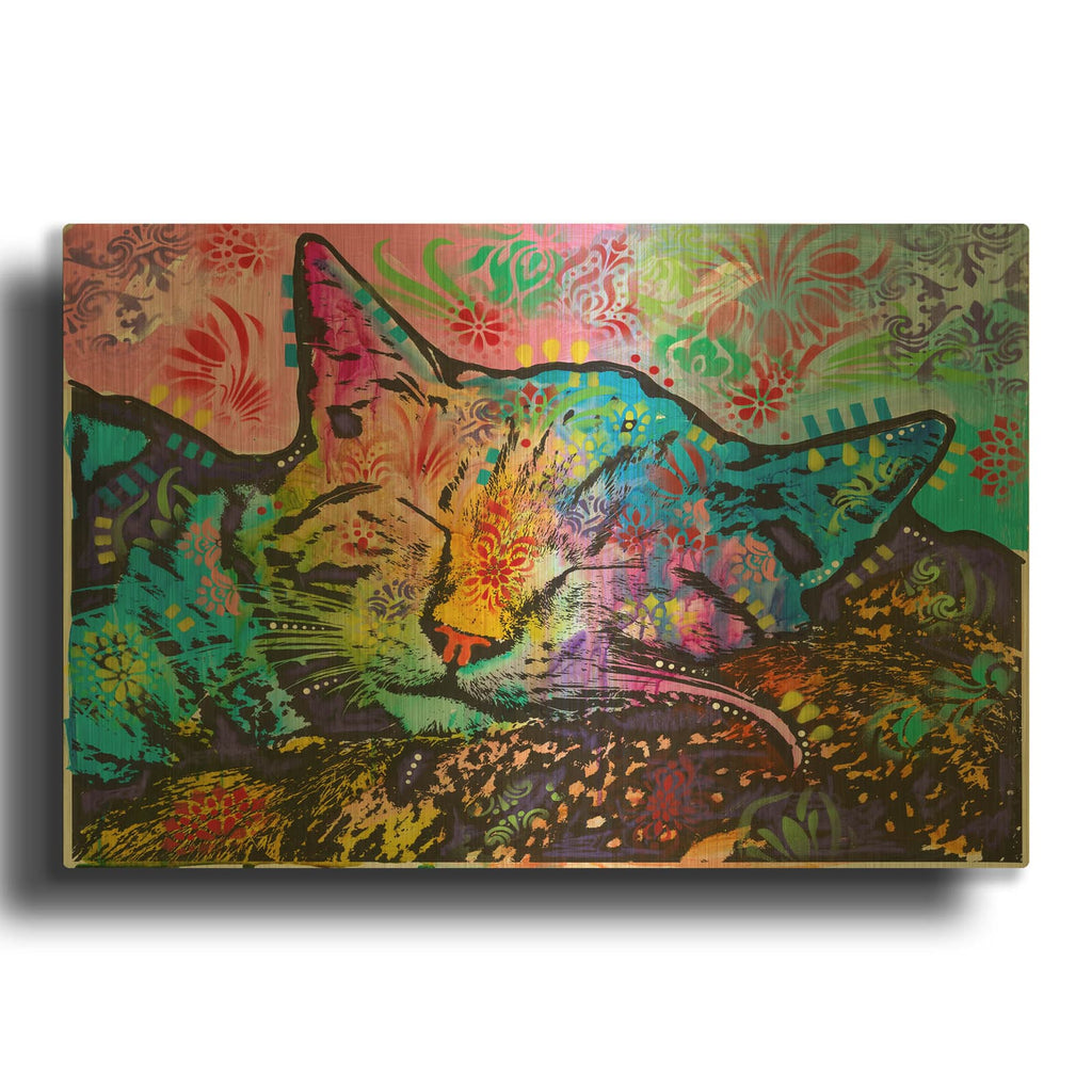 'Sleeping Kitten' By Dean Russo Gold Metal Wall Art