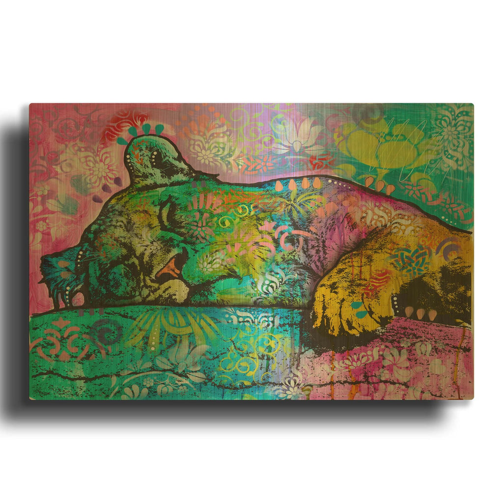 'Sleeping Lioness' By Dean Russo Gold Metal Wall Art