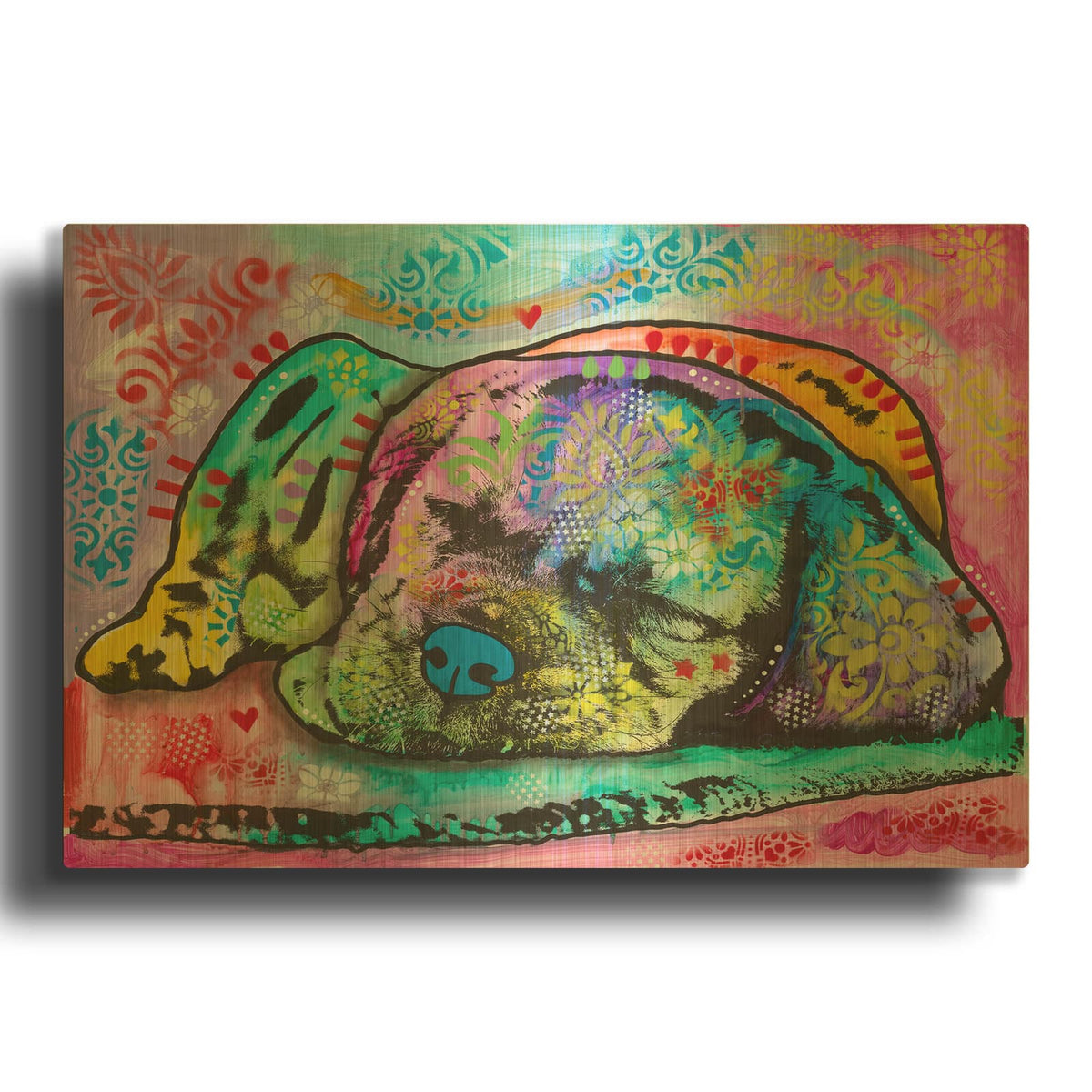 'Sleeping Puppy' By Dean Russo Gold Metal Wall Art