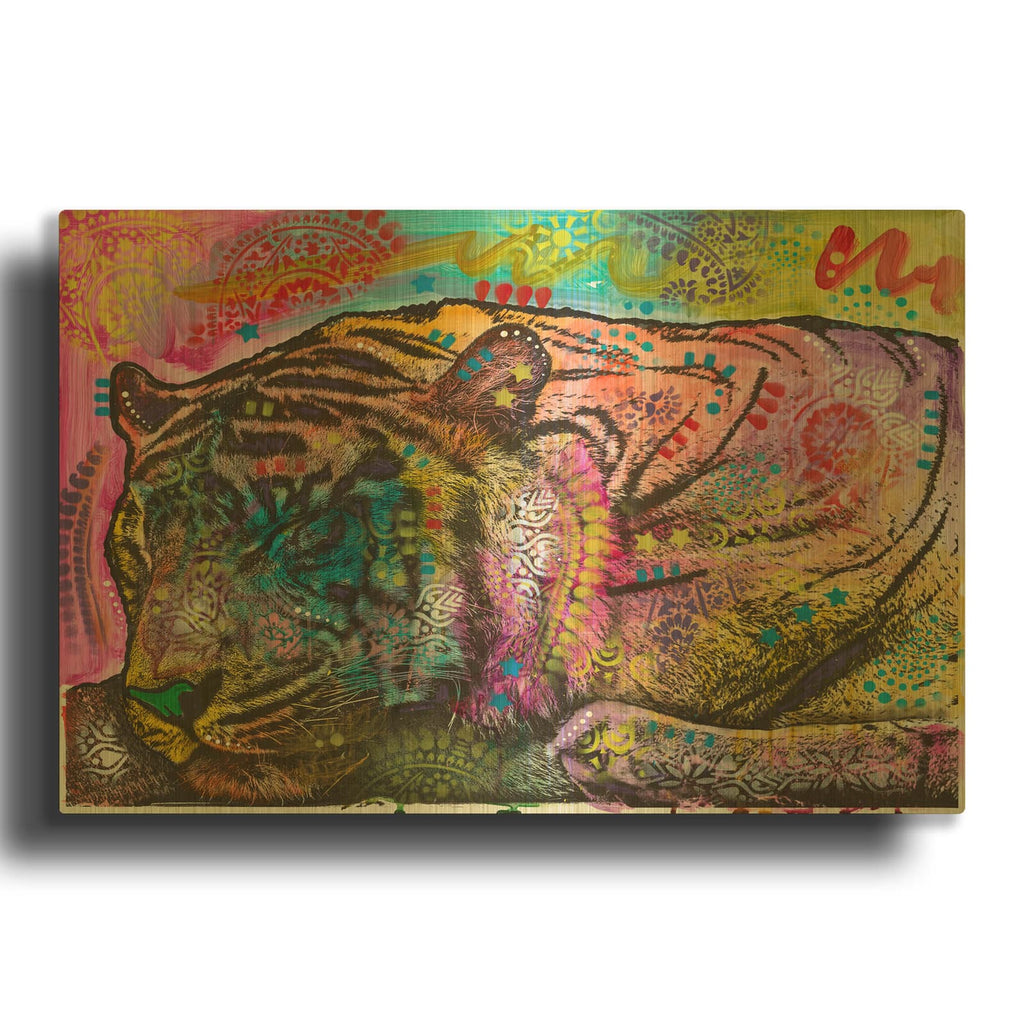'Sleeping Tiger' By Dean Russo Gold Metal Wall Art