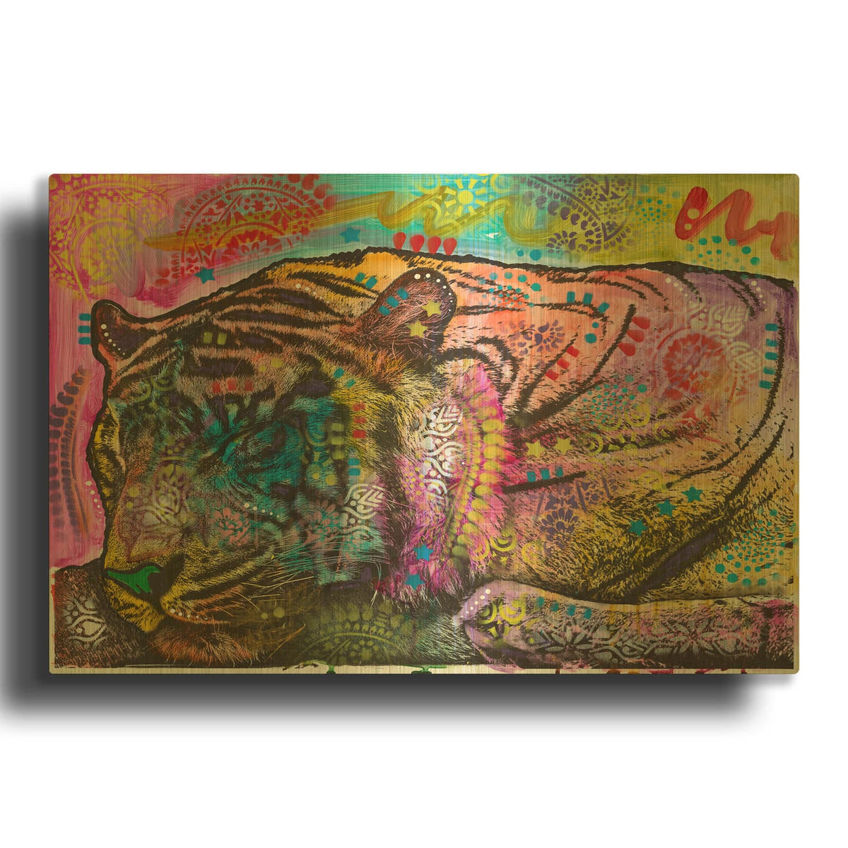 'Sleeping Tiger' By Dean Russo Gold Metal Wall Art