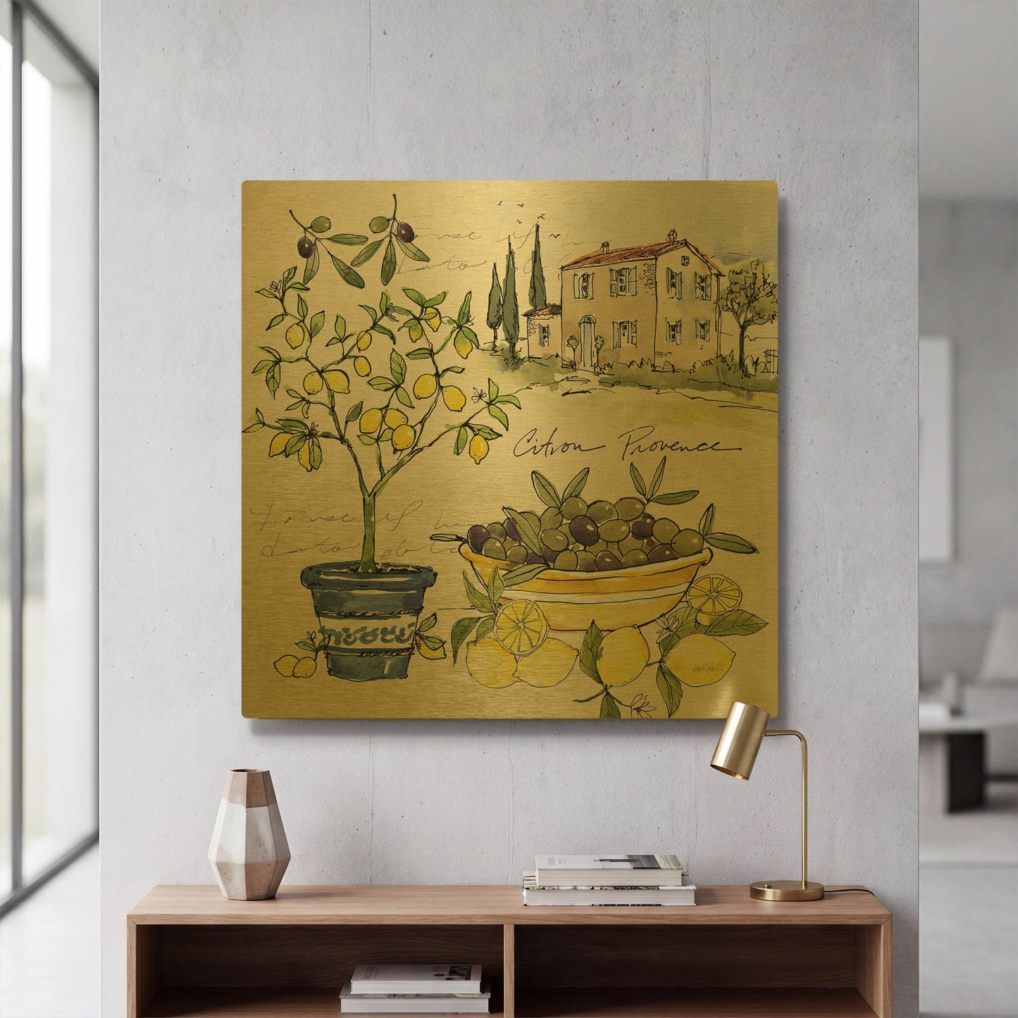 'Citron IV' By Anne Tavoletti Gold Metal Wall Art