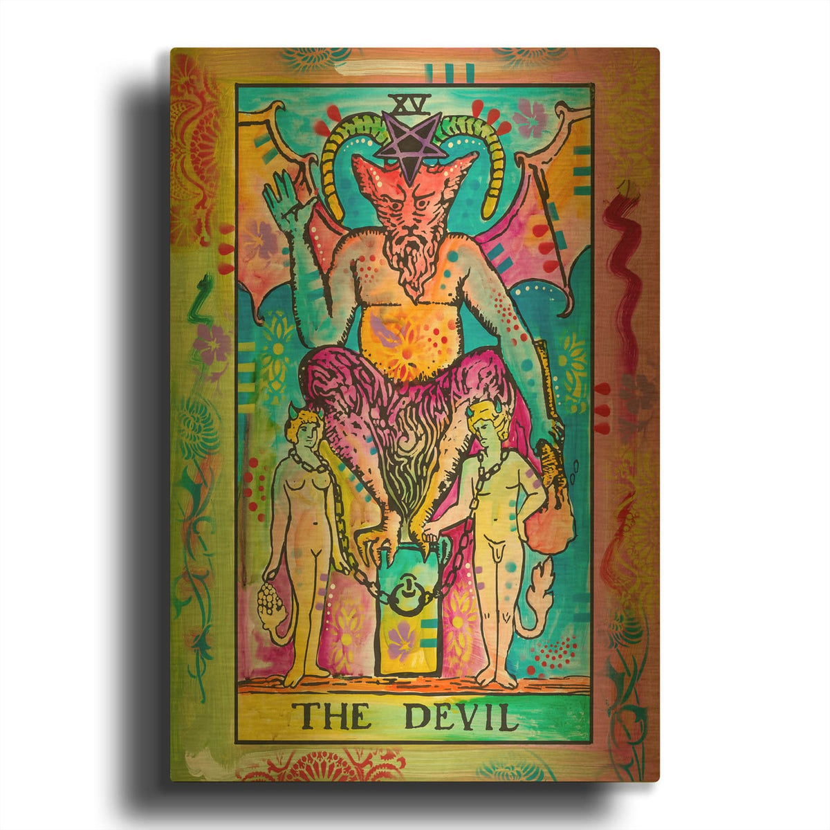 'Tarot - The Devil' By Dean Russo Gold Metal Wall Art