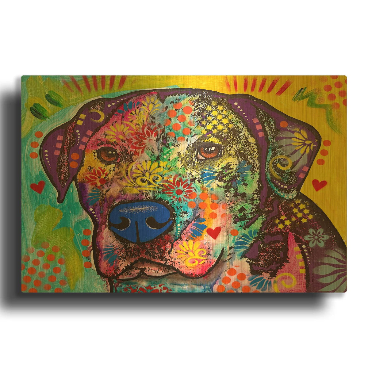 'Good Boy On Guard Duty' By Dean Russo Gold Metal Wall Art