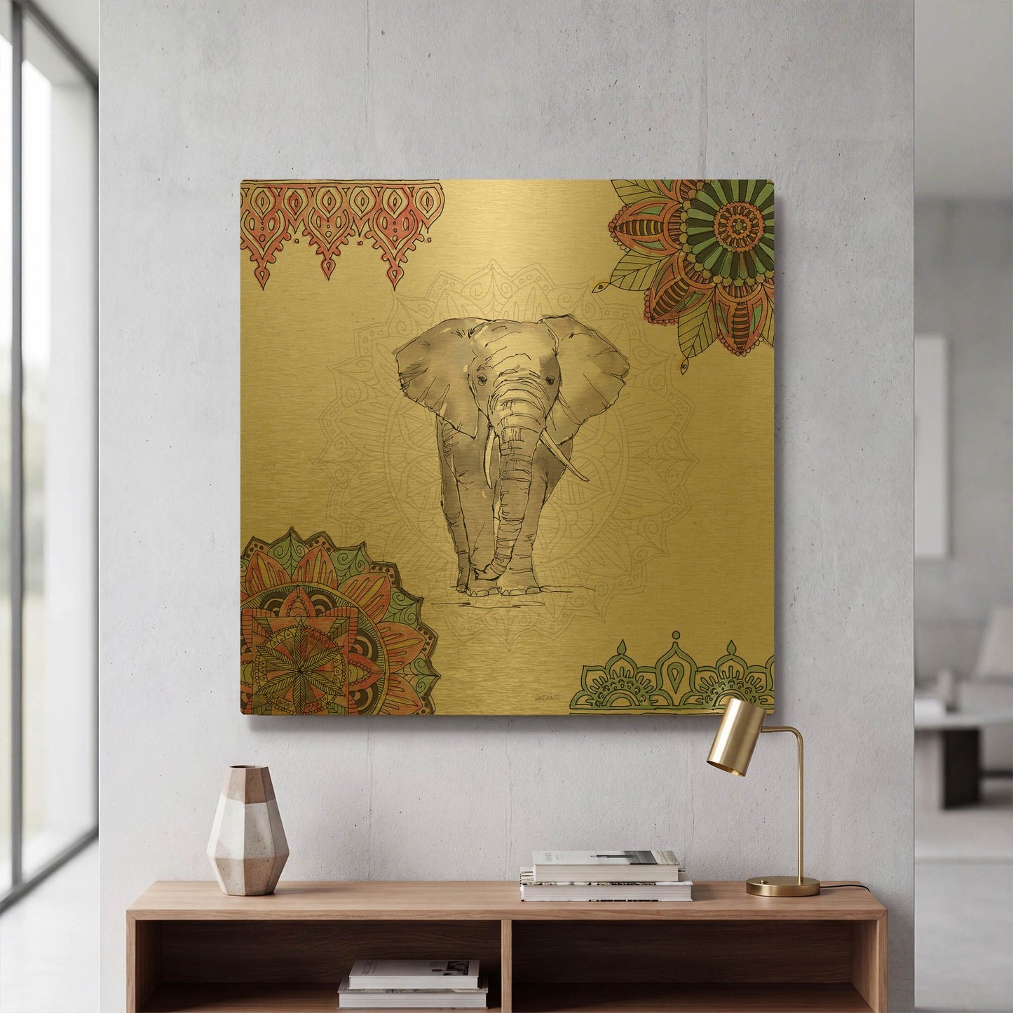 'Mandala Morning IV' By Anne Tavoletti Gold Metal Wall Art