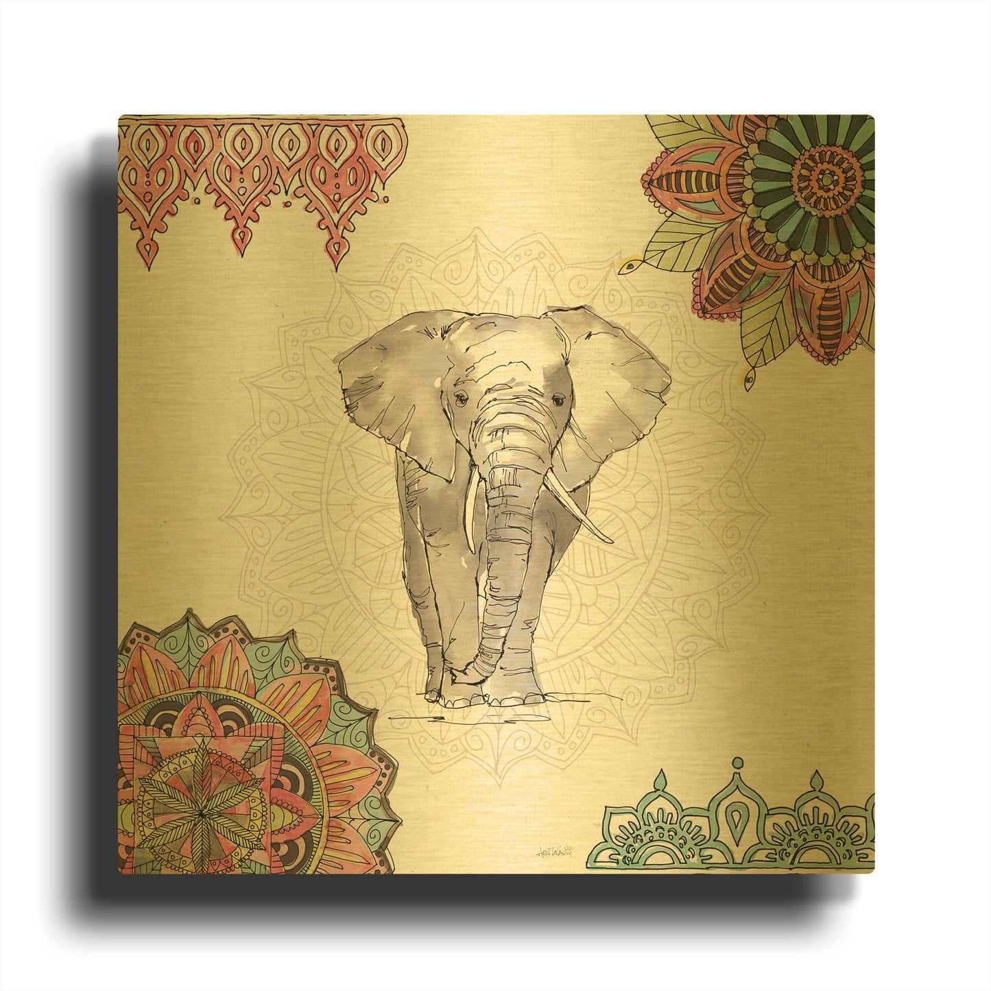 'Mandala Morning IV' By Anne Tavoletti Gold Metal Wall Art