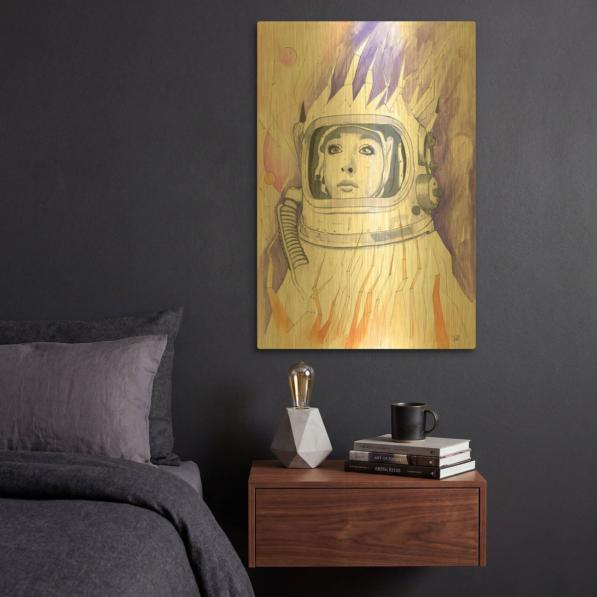 'Space Queen Reconstruct' By Craig Snodgrass Gold Metal Wall Art