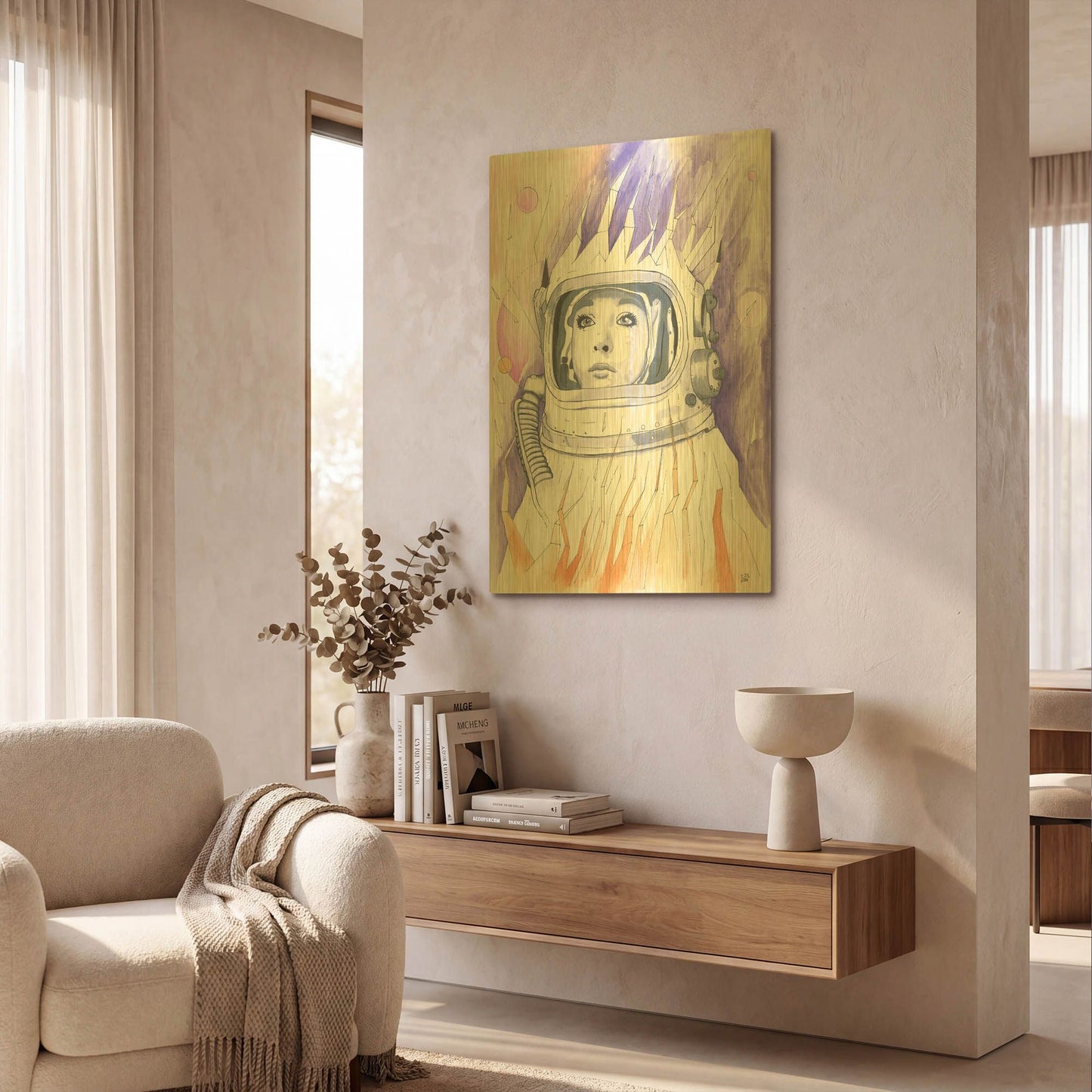 'Space Queen Reconstruct' By Craig Snodgrass Gold Metal Wall Art