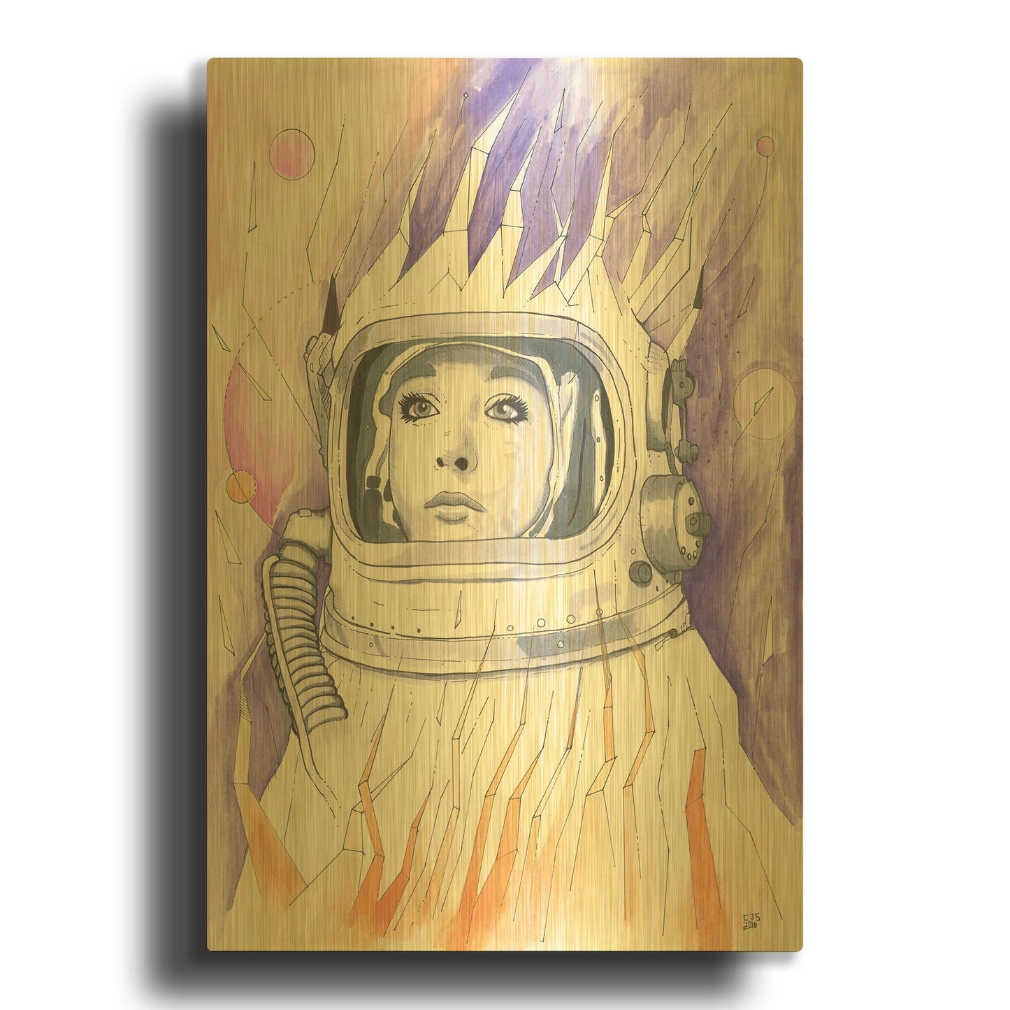 'Space Queen Reconstruct' By Craig Snodgrass Gold Metal Wall Art