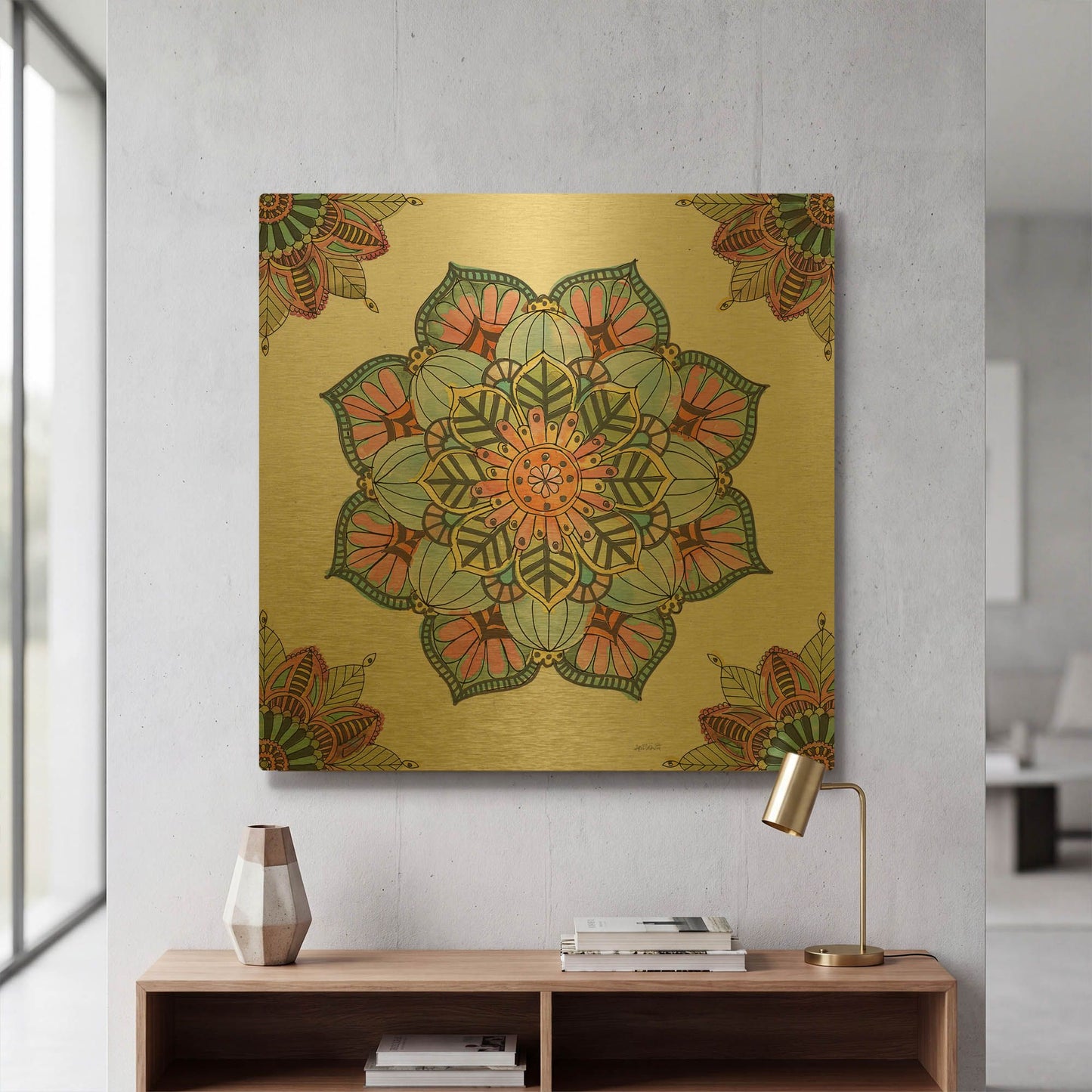 'Mandala Morning V' By Anne Tavoletti Gold Metal Wall Art