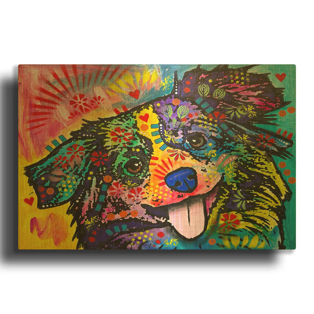'Fuzzy Pupper' By Dean Russo Gold Metal Wall Art