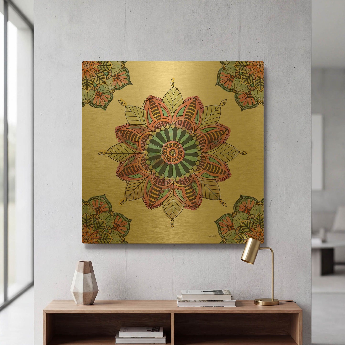 'Mandala Morning VI' By Anne Tavoletti Gold Metal Wall Art