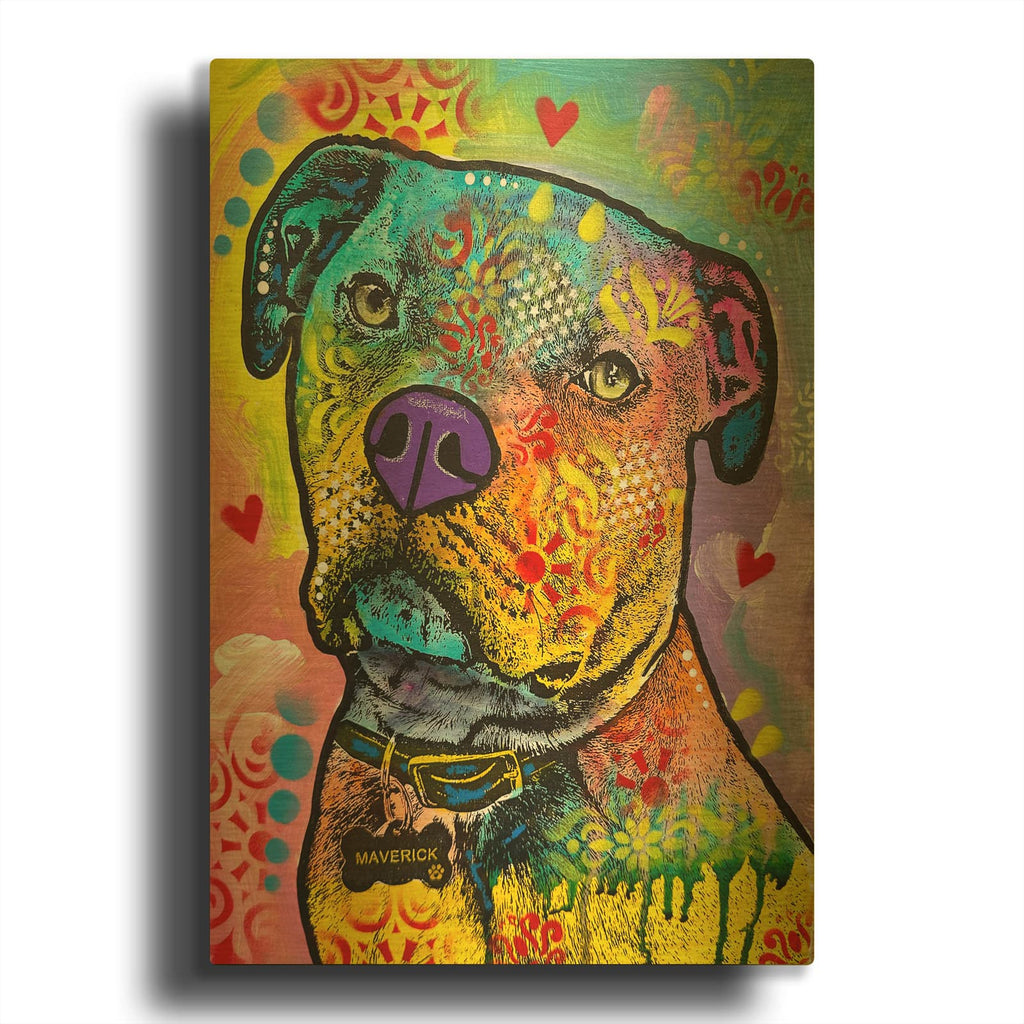 'Sgt Maverick Reporting For Scritches' By Dean Russo Gold Metal Wall Art