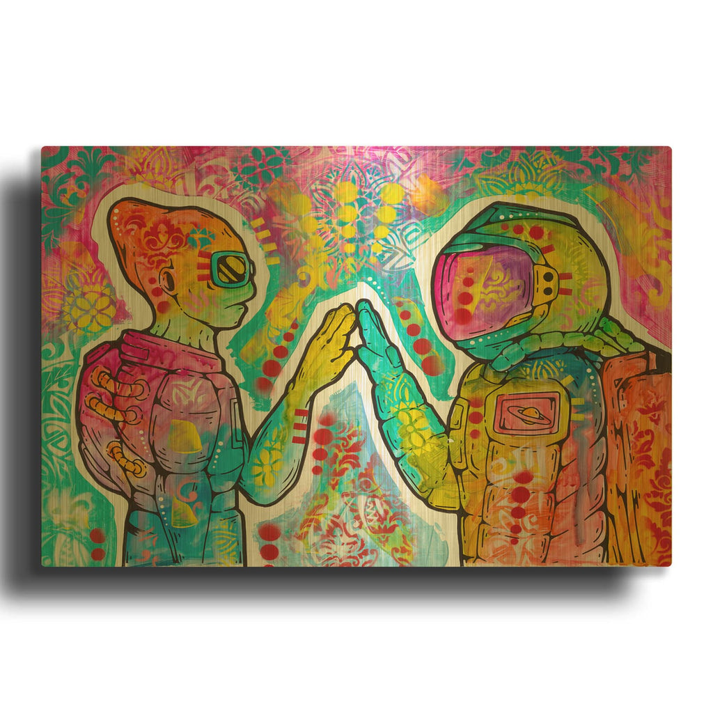 'Alien First Contact' By Dean Russo Gold Metal Wall Art