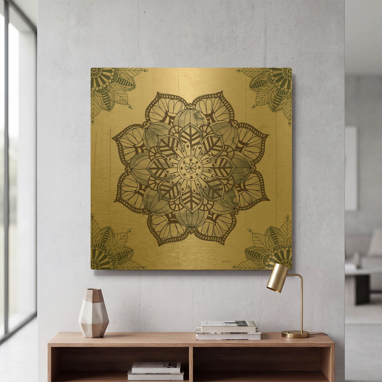 'Mandala Morning I' By Anne Tavoletti Gold Metal Wall Art