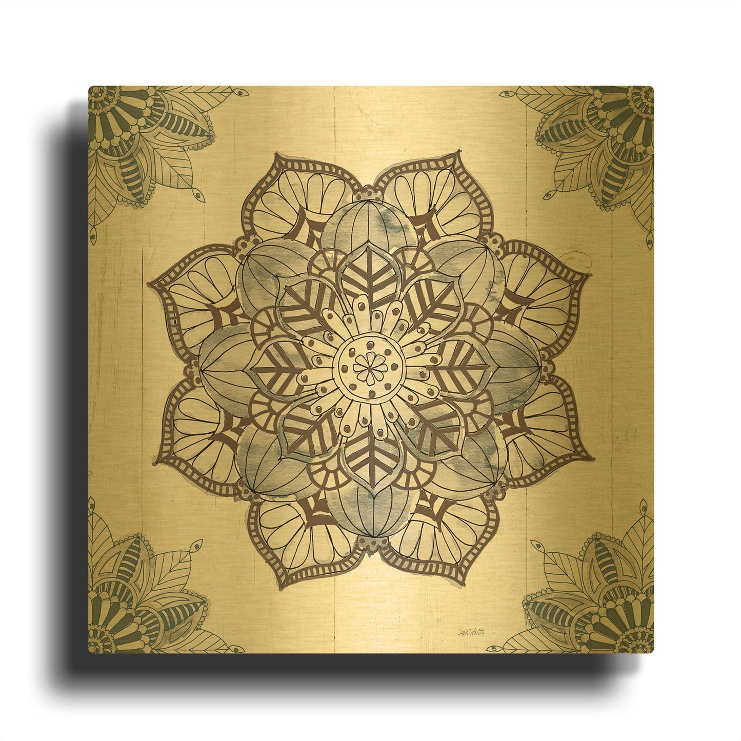 'Mandala Morning I' By Anne Tavoletti Gold Metal Wall Art