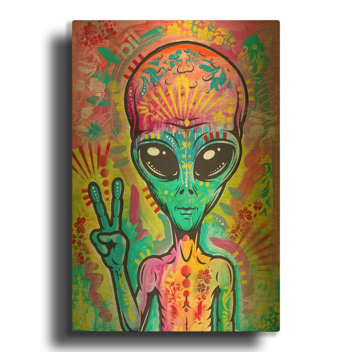 'Alien Peace Fingers' By Dean Russo Gold Metal Wall Art