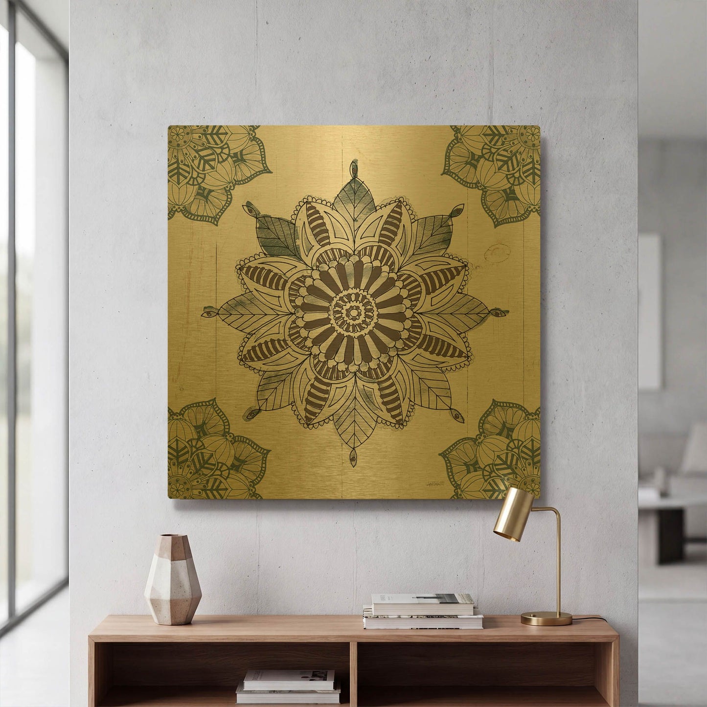'Mandala Morning II' By Anne Tavoletti Gold Metal Wall Art
