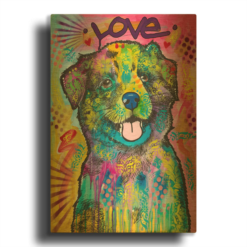 'Love Puppy - Derp' By Dean Russo Gold Metal Wall Art