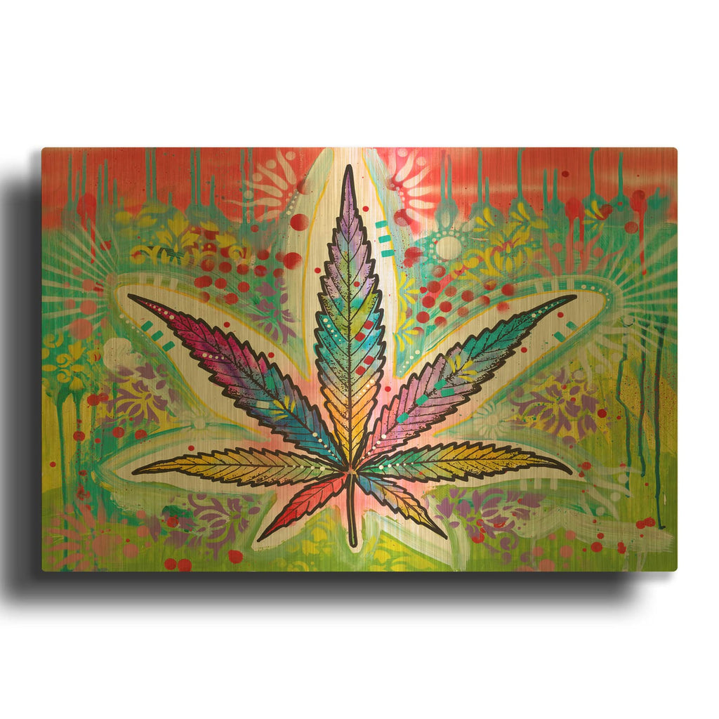 'Pot Leaf' By Dean Russo Gold Metal Wall Art