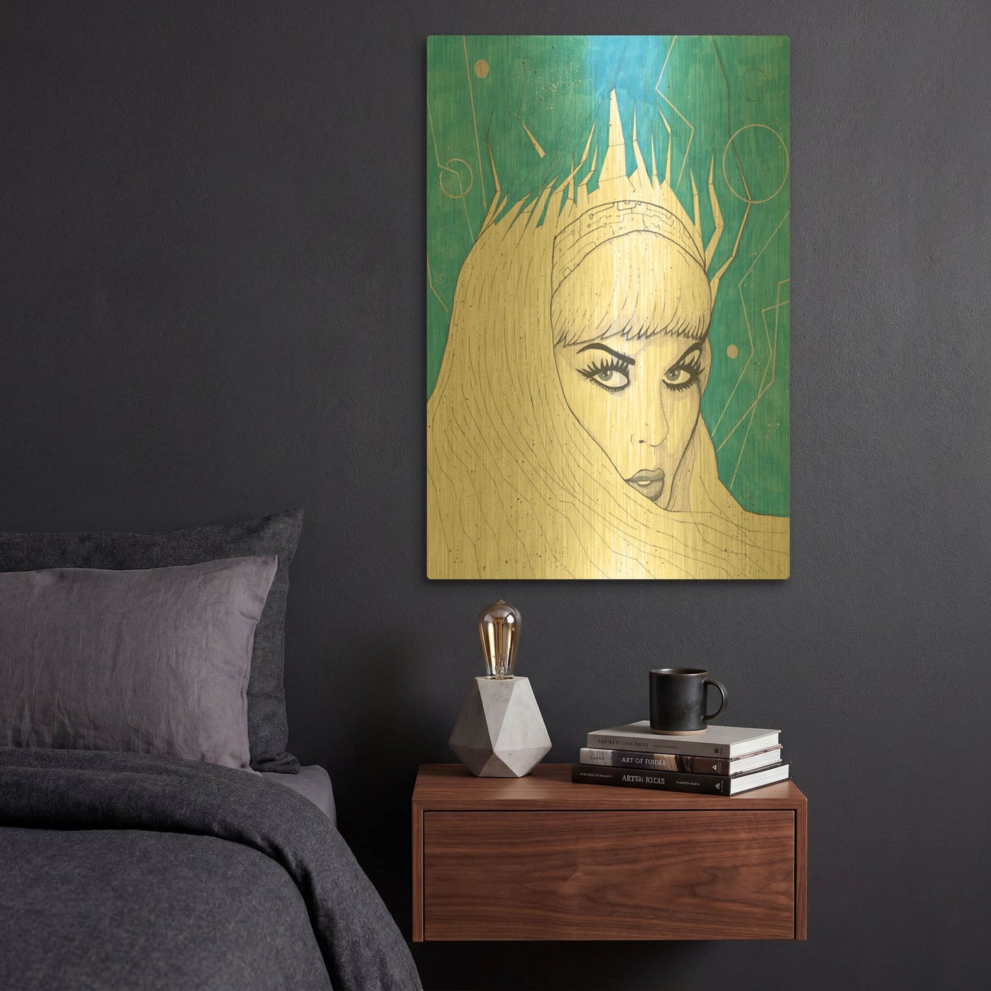 'Space Queen Ice' By Craig Snodgrass Gold Metal Wall Art