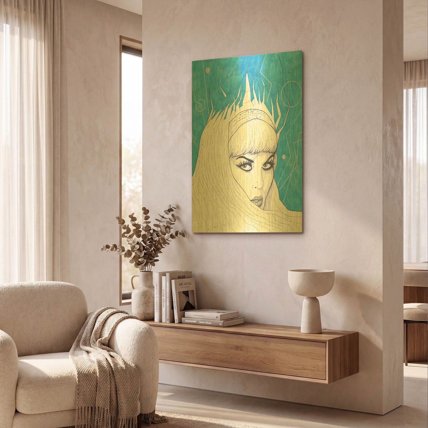 'Space Queen Ice' By Craig Snodgrass Gold Metal Wall Art