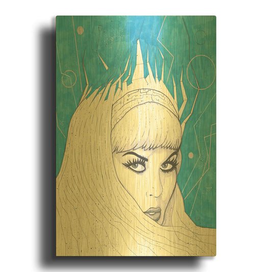 'Space Queen Ice' By Craig Snodgrass Gold Metal Wall Art
