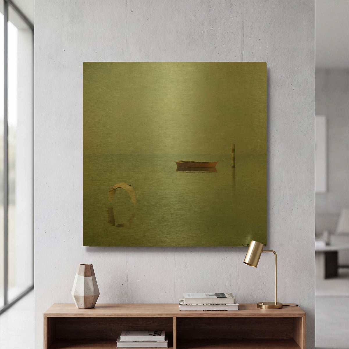 'Gentle Sunrise In The Bay 1' By Carlos Casamayor Gold Metal Wall Art