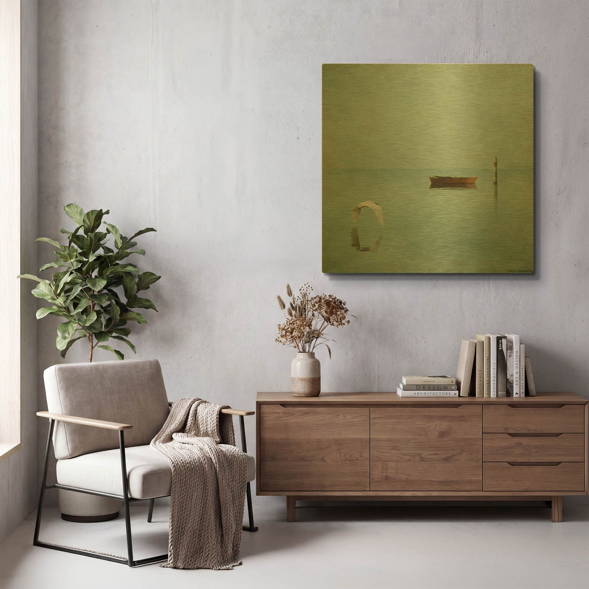 'Gentle Sunrise In The Bay 1' By Carlos Casamayor Gold Metal Wall Art