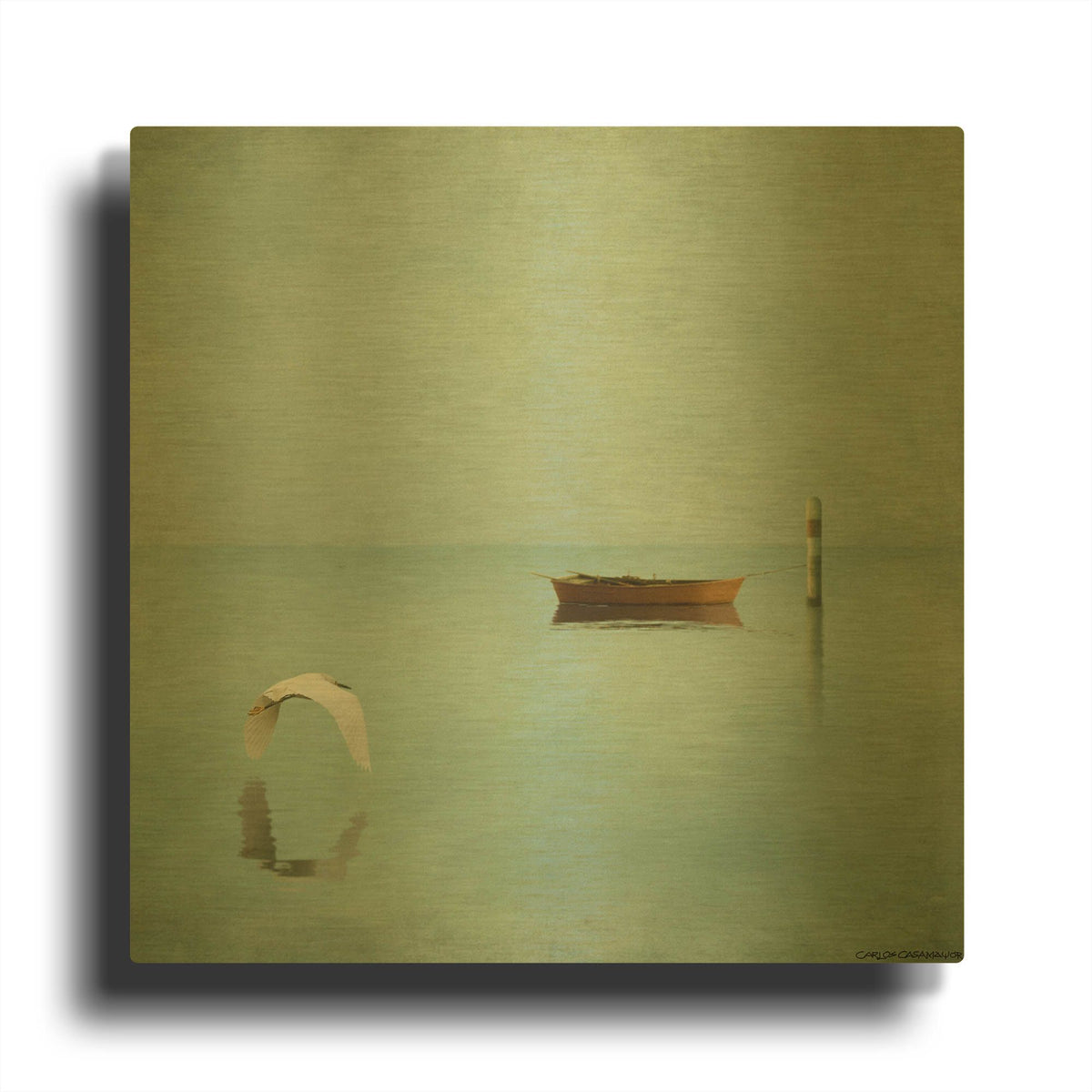 'Gentle Sunrise In The Bay 1' By Carlos Casamayor Gold Metal Wall Art