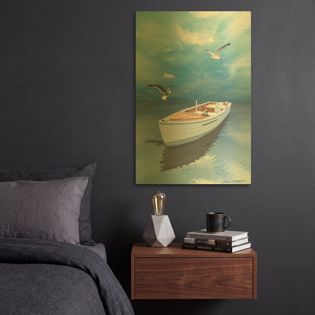 'Blue Dream 3' By Carlos Casamayor Gold Metal Wall Art