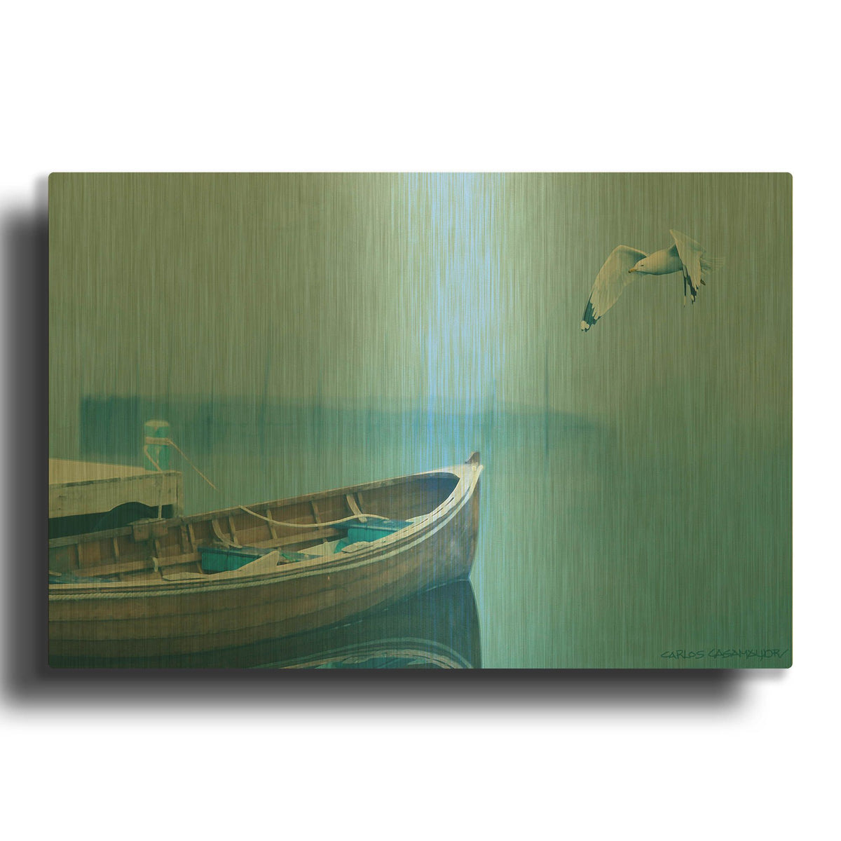 'Fog In The Bay' By Carlos Casamayor Gold Metal Wall Art