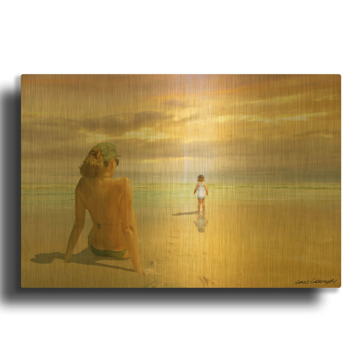 'Mother & Daughter' By Carlos Casamayor Gold Metal Wall Art