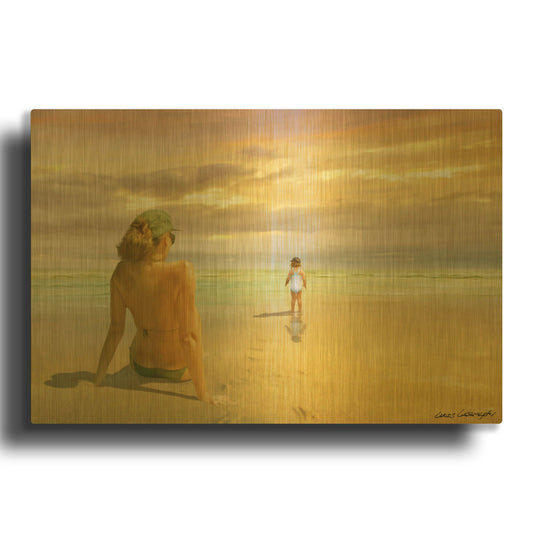 'Mother & Daughter' By Carlos Casamayor Gold Metal Wall Art