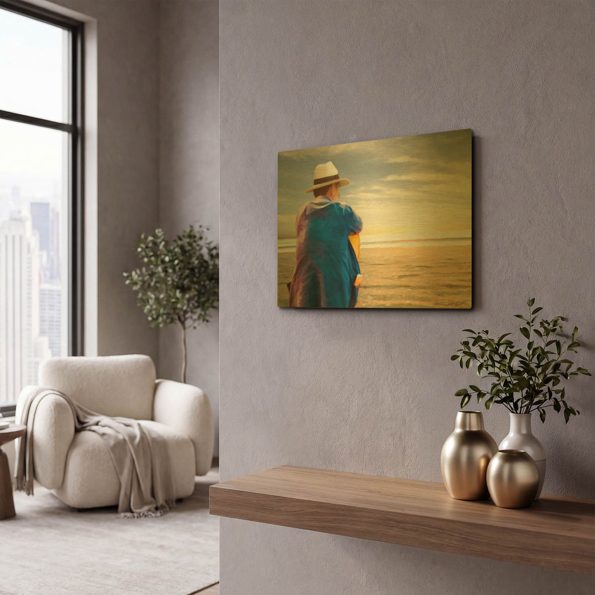 'The Thinker' By Carlos Casamayor Gold Metal Wall Art